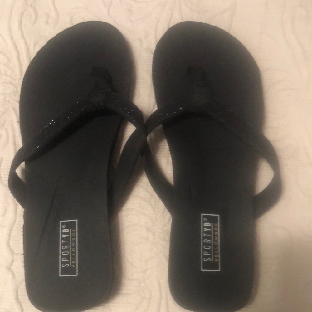 Women's sporty yellow box Black Flip Flops